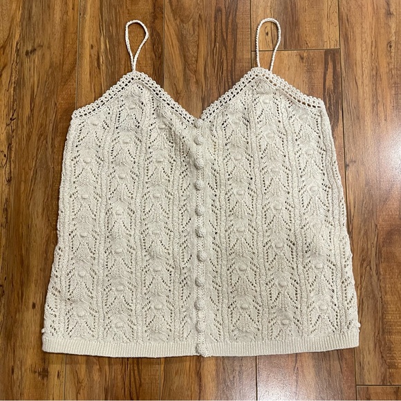 Sezane Francisco Cream Knit Crochet Cami Tank Top Size S - Picture 3 of 16